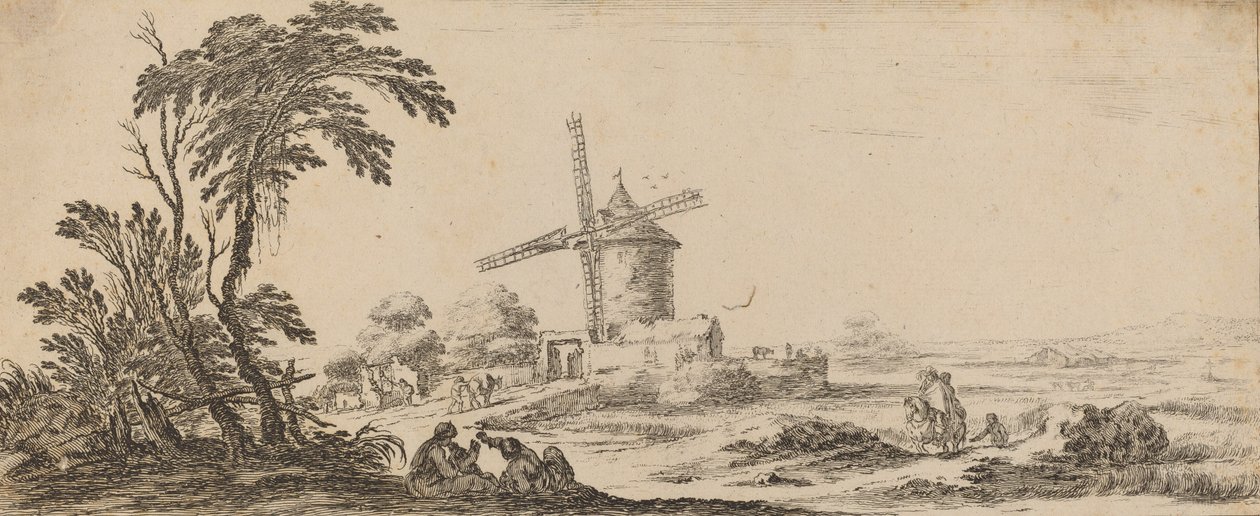 Maisema tuulimyllyllä vuonna 1647 tai sitä ennen. tekijältä Stefano della Bella