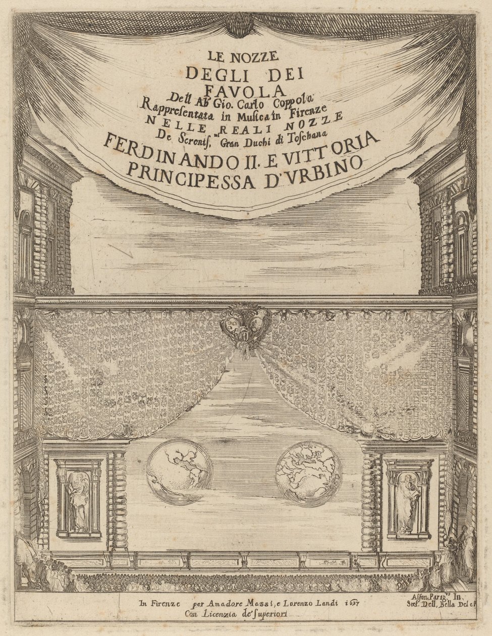 The Wedding of the Gods: Frontispiece, 1637. tekijältä Stefano della Bella