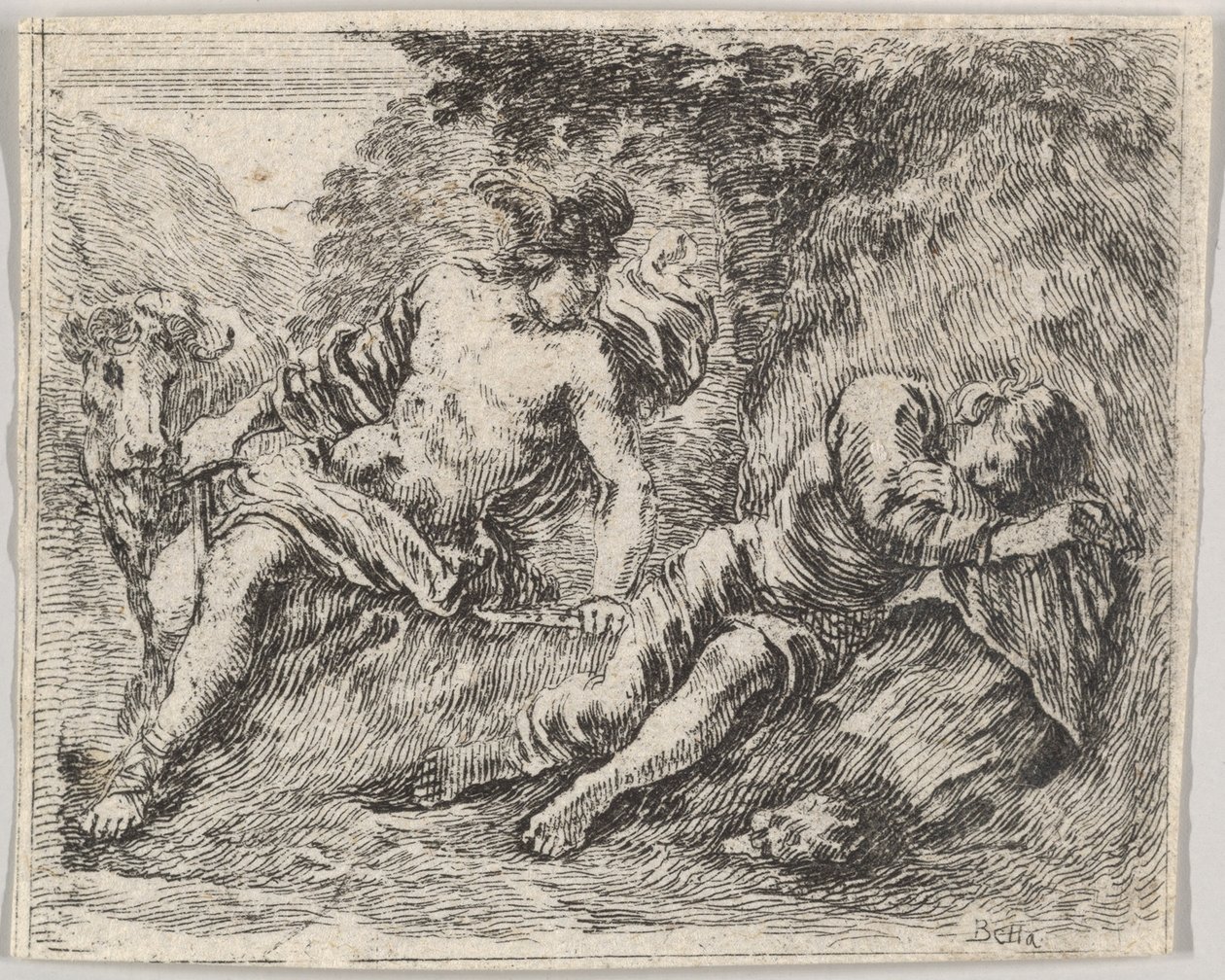 Mercury ja Argos, Game of Mythology Jeu de la Mythologie, 1644. tekijältä Stefano della Bella