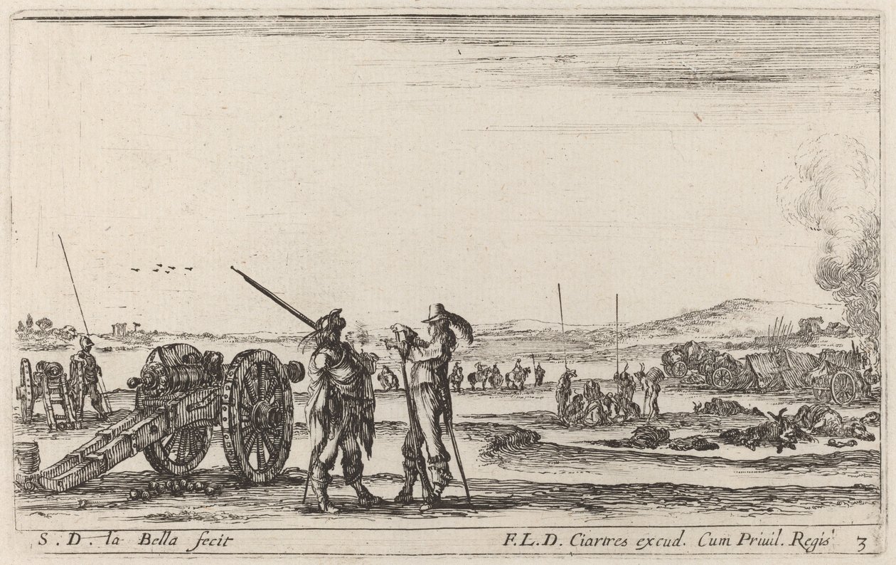 Upseeri antaa käskyjä vartijalle, c. 1641. tekijältä Stefano della Bella