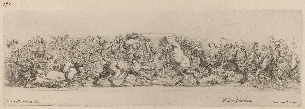 Koristefriisi viiniköynnöksellä, luultavasti 1648. tekijältä Stefano della Bella