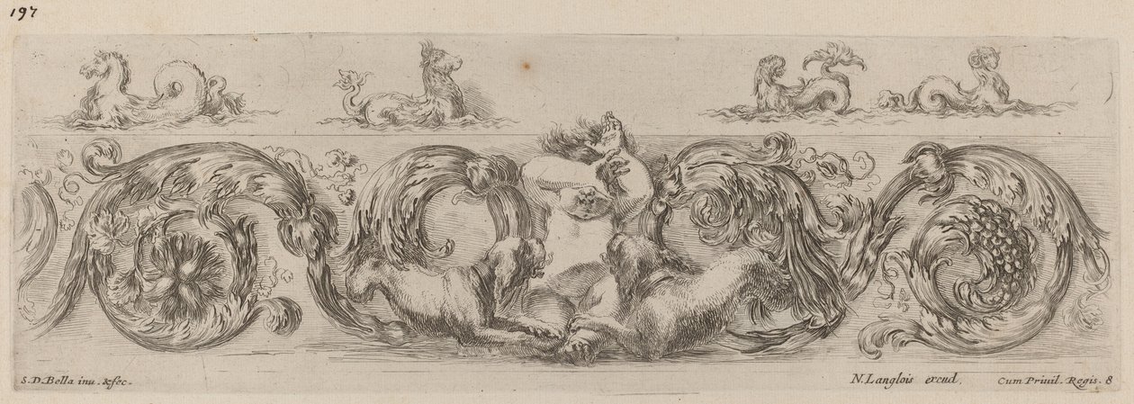 Ornamental Frieze merieläinten kanssa, luultavasti 1648. tekijältä Stefano della Bella