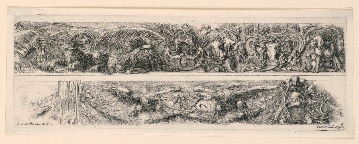 Koristeet friisit ja lehtien tekijältä Stefano della Bella