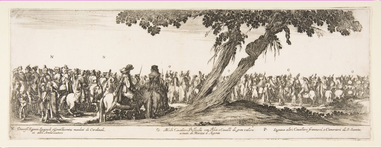 Osa Puolan lähetystön sisäänkäyntiä N. O. P., 1633. tekijältä Stefano della Bella