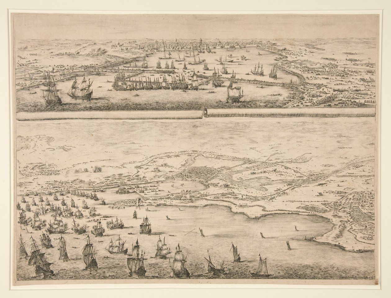 La Rochellen piirityksen suunnitelma vuonna 1628 tekijältä Stefano della Bella