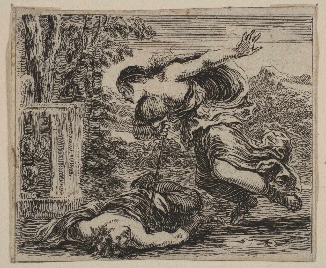 Pyramus ja Thisbe, Game of Mythology Jeu de la Mythologie, 1644 tekijältä Stefano della Bella