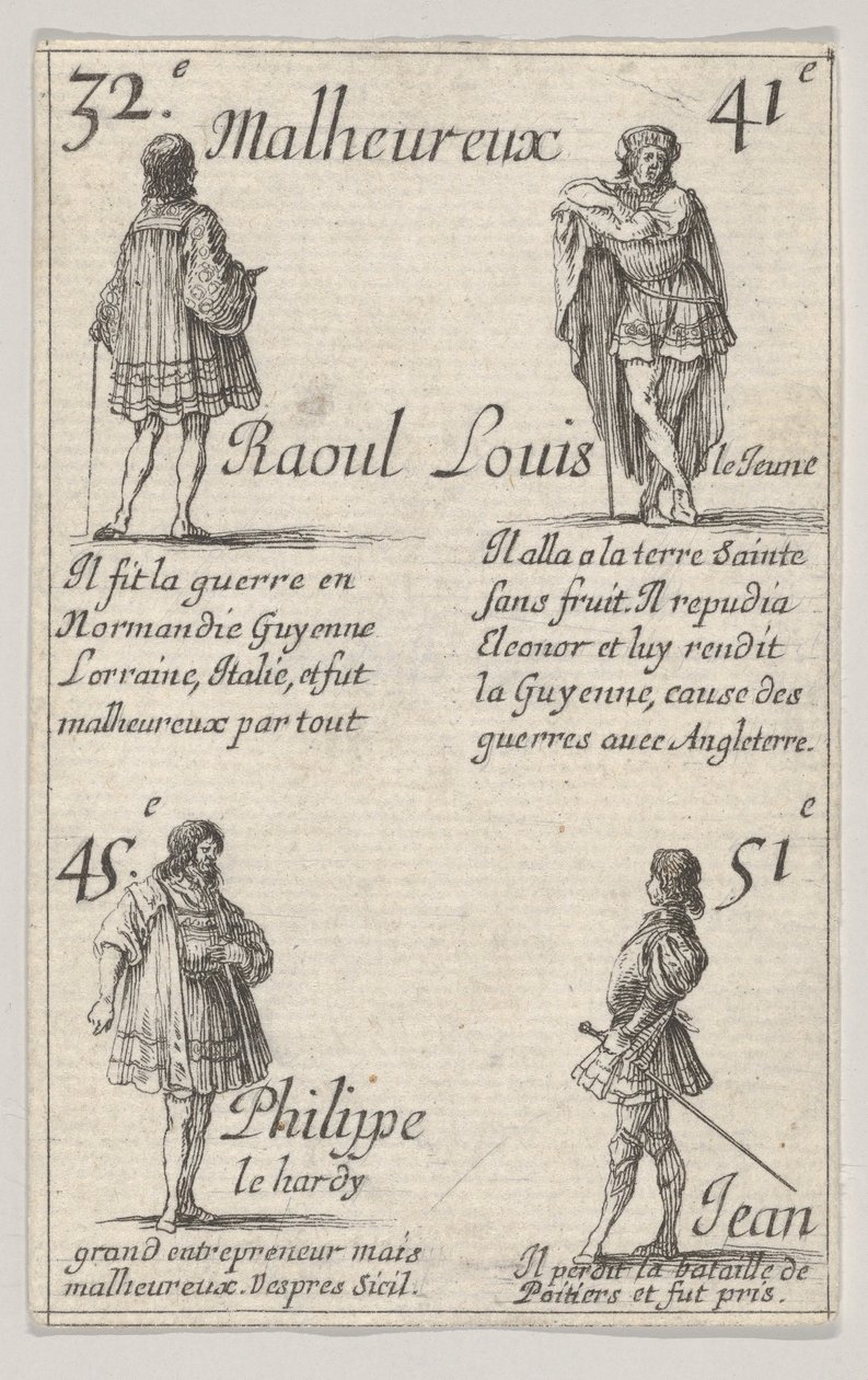 Raoul ... Louis nuorempi..., Game of the Kings of France Jeu des Rois de France, 1644. tekijältä Stefano della Bella