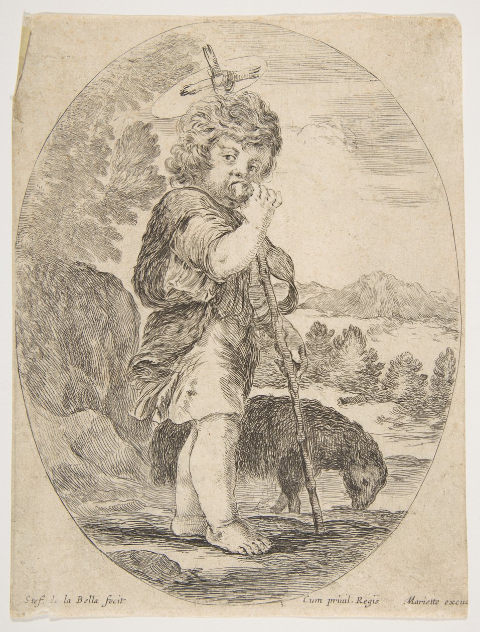 Pyhä Johannes Kastaja puree hedelmää, n. 1641. tekijältä Stefano della Bella