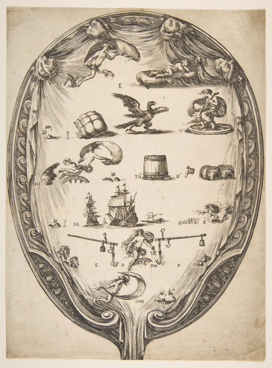 Näyttö ja Rebus of Fortune, n. 1639. tekijältä Stefano della Bella
