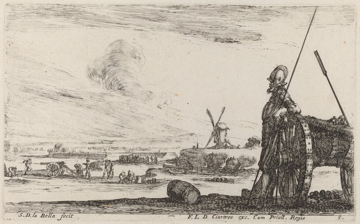 Soldat amb armadura i un canó, c. 1641. finlandès tekijältä Stefano della Bella