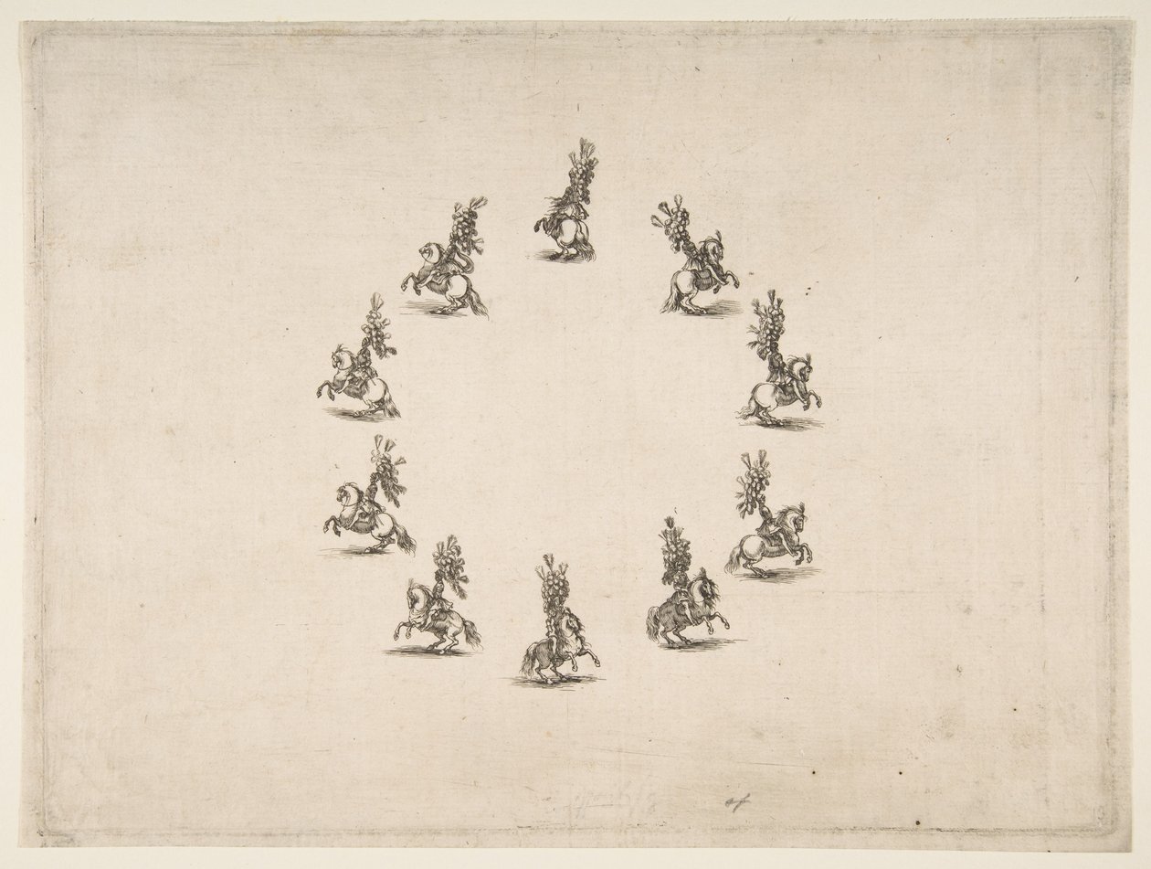 Kymmenen kavaleria muodostamassa ympyrän, 1652. tekijältä Stefano della Bella