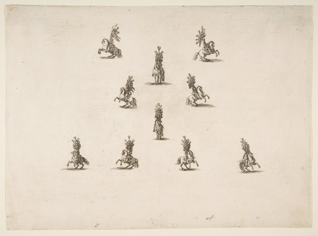 Kymmenen Cavalieria, joista viisi muodostaa V:n, 1652. tekijältä Stefano della Bella