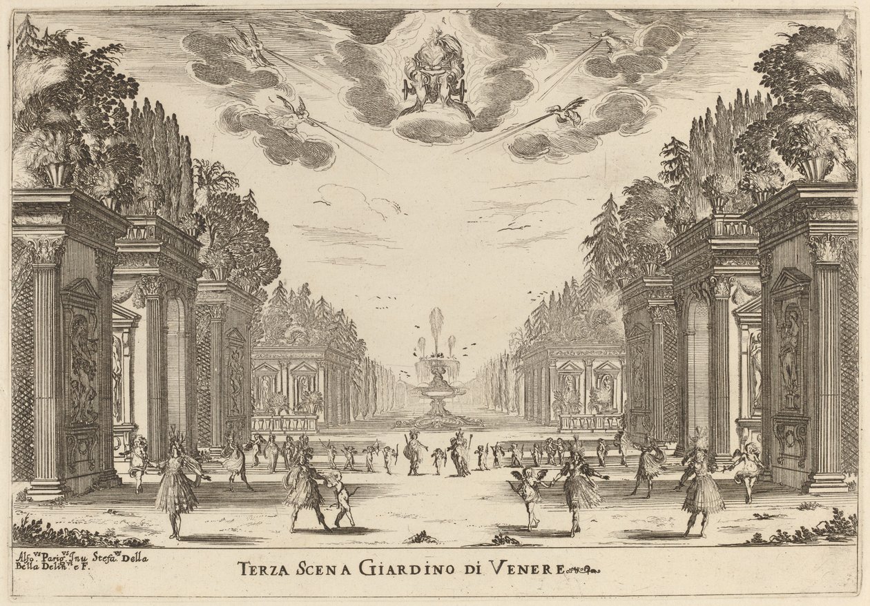 Kolmas kohtaus Giardins of Venus tekijältä Stefano della Bella