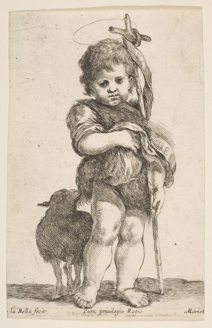 Pieni pyhä Johannes Kastaja pitelee viittaansa, n. 1649. tekijältä Stefano della Bella