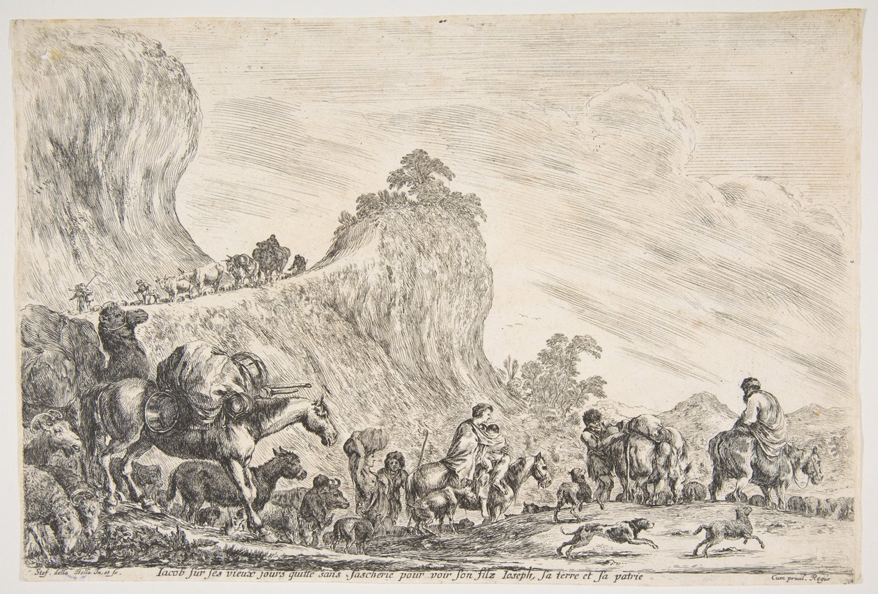 Jaakobin matka Egyptissä, n. 1647. tekijältä Stefano della Bella