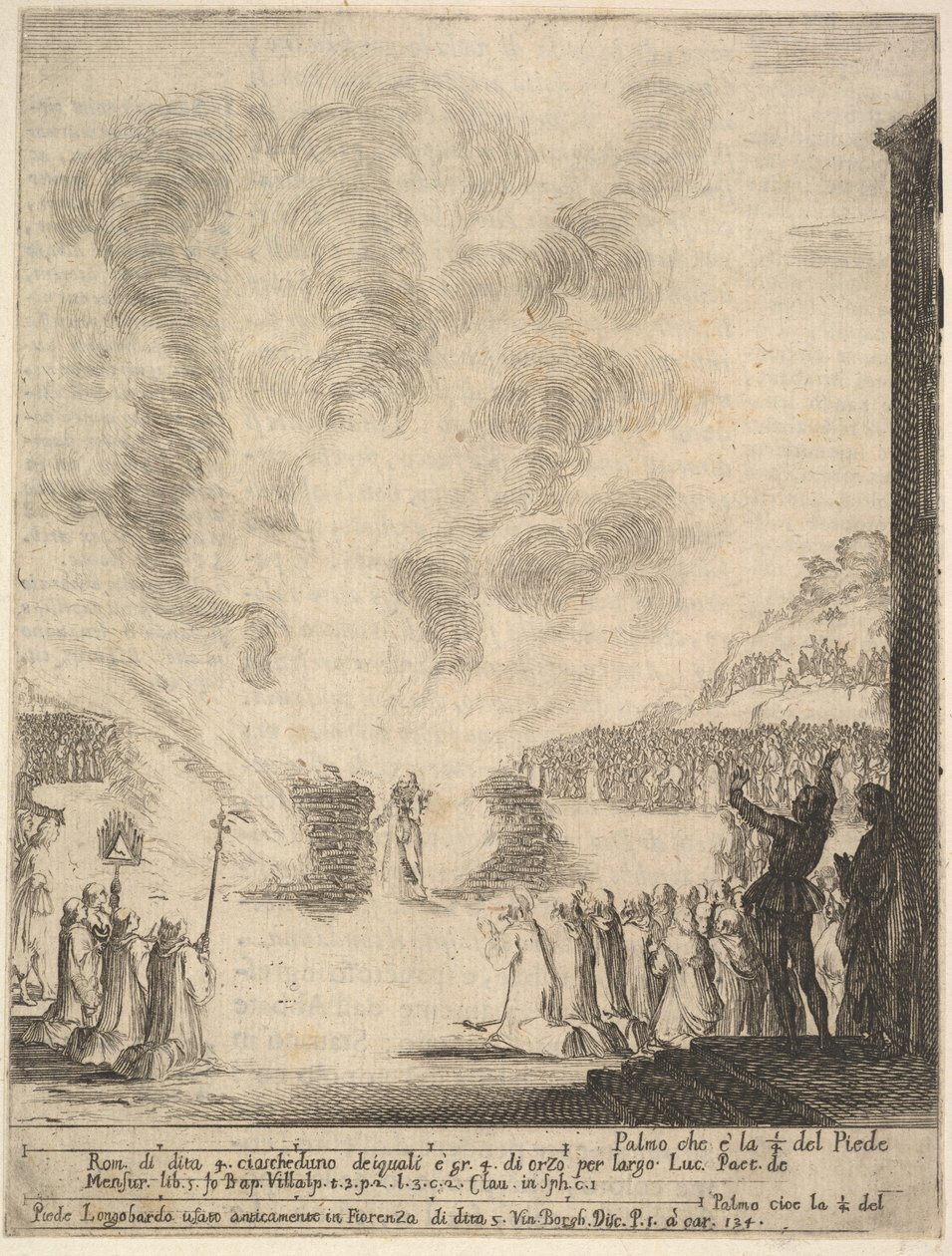 Tulikoe, munkki Pietari, opetuslapsi Saint John Gualbert, läpäisemässä fl..., 1640. tekijältä Stefano della Bella