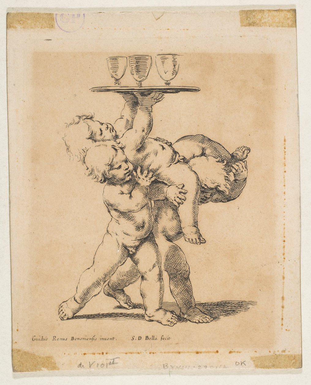 Kolme lasta tarjottimen kanssa, n. 1638. tekijältä Stefano della Bella