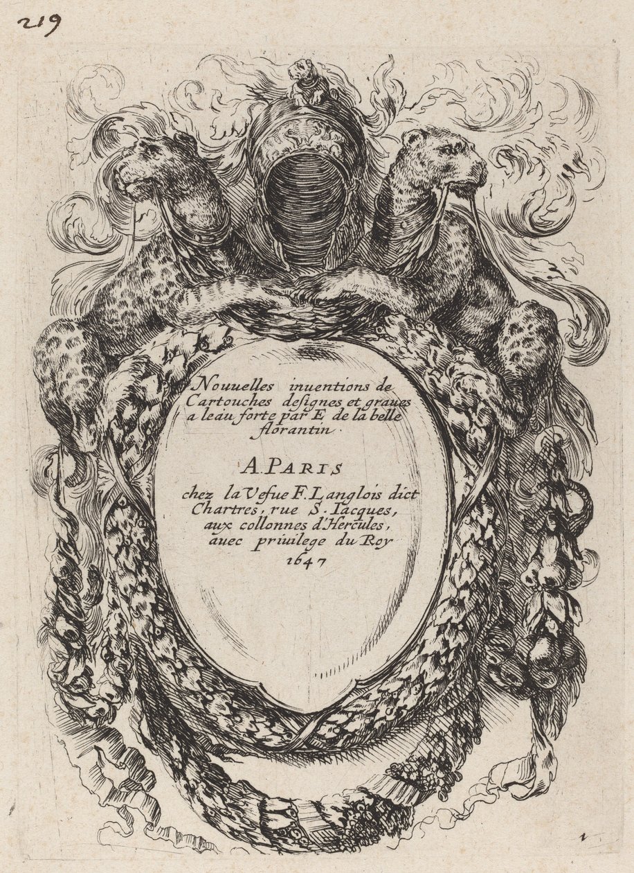 Uusien patruunoiden keksintöjen otsikkosivu, 1647. tekijältä Stefano della Bella