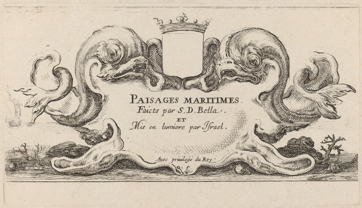Nimilehti Paysages maritimesille, 1644. tekijältä Stefano della Bella