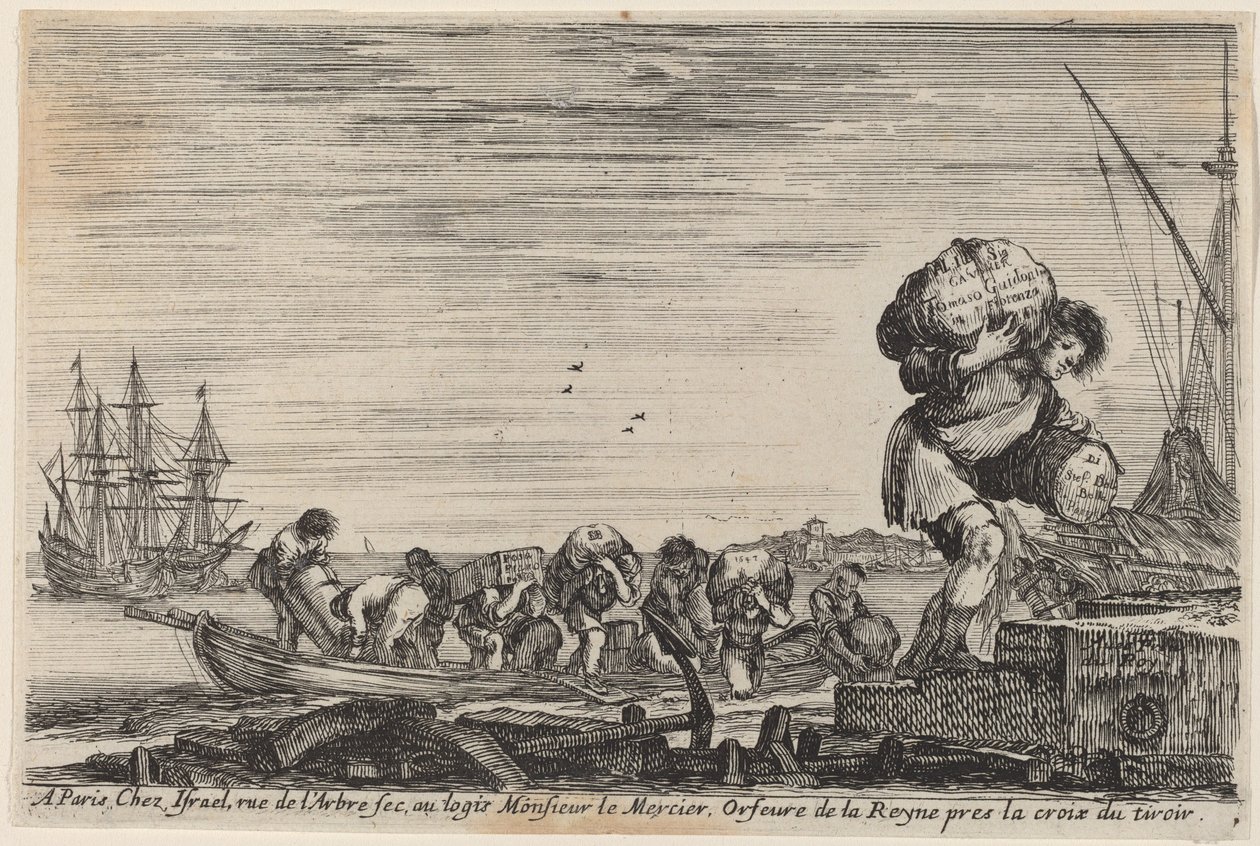 Nimisivu merisatamien näkymille, 1647. tekijältä Stefano della Bella