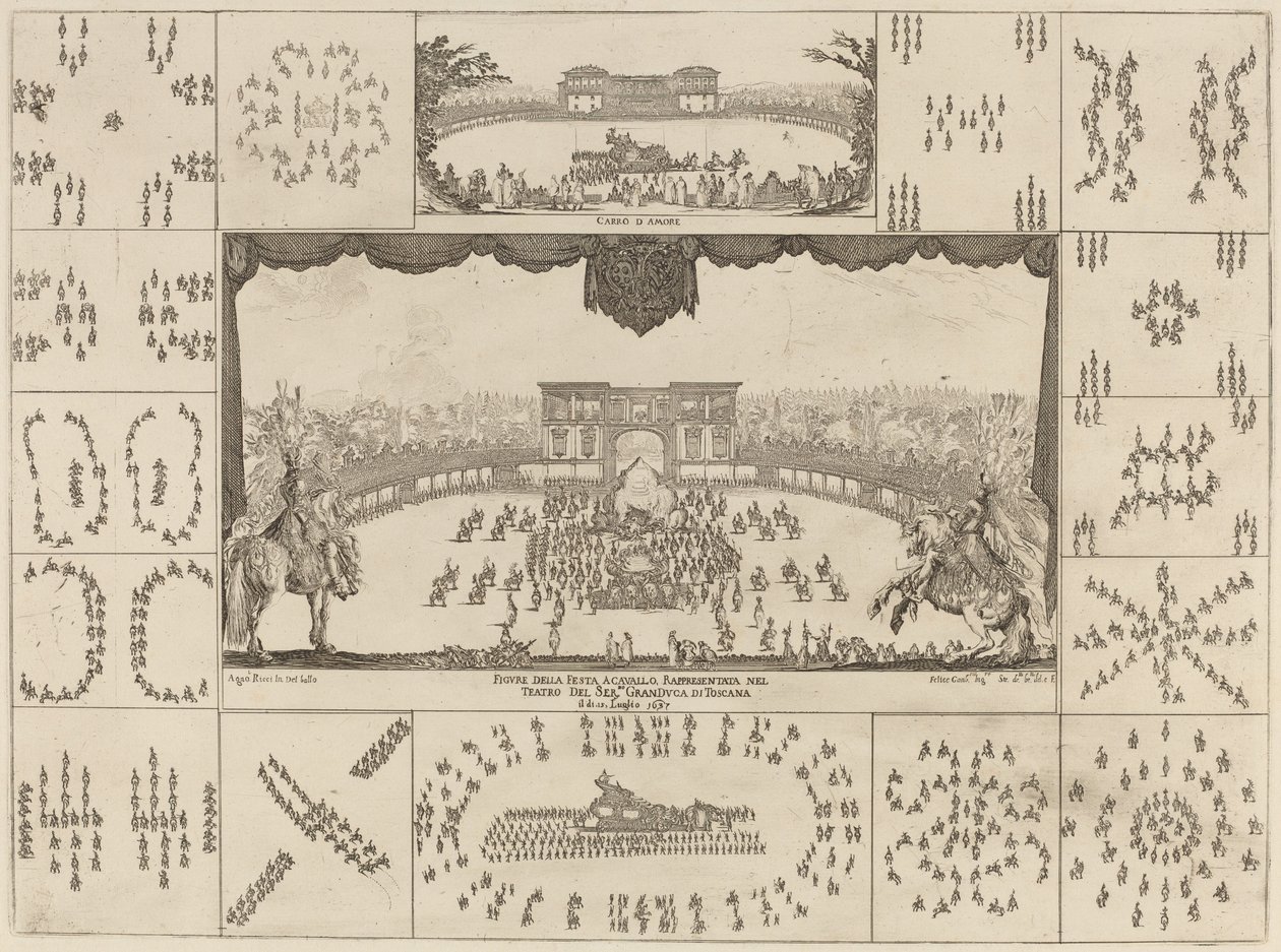 Firenzessä järjestetty suurherttua Ferdinand II:n hääturnaus, 1637. tekijältä Stefano della Bella