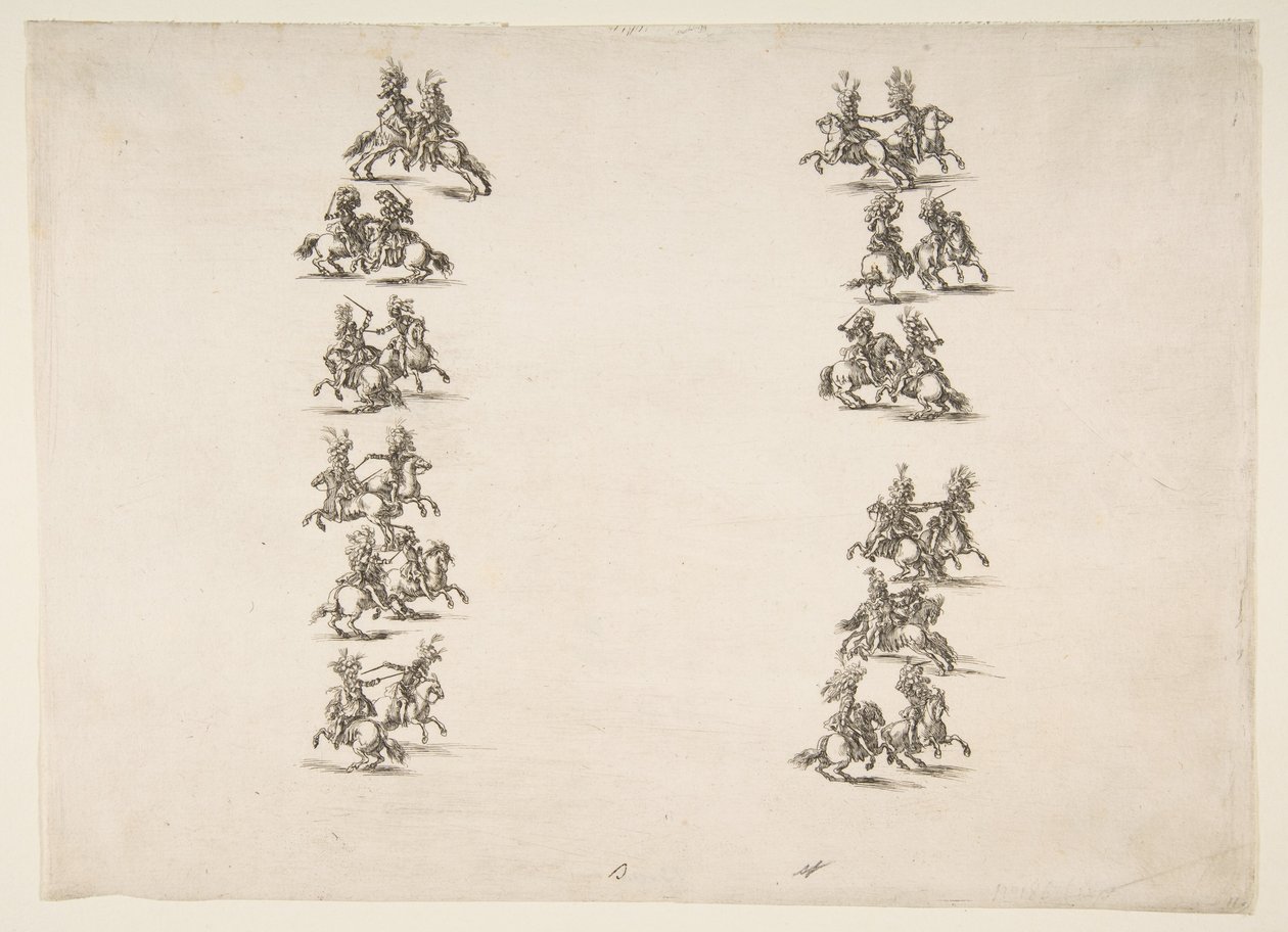 Kaksikymmentäneljä Cavalieria taistelemassa kahdessa kolonnissa, 1652. tekijältä Stefano della Bella