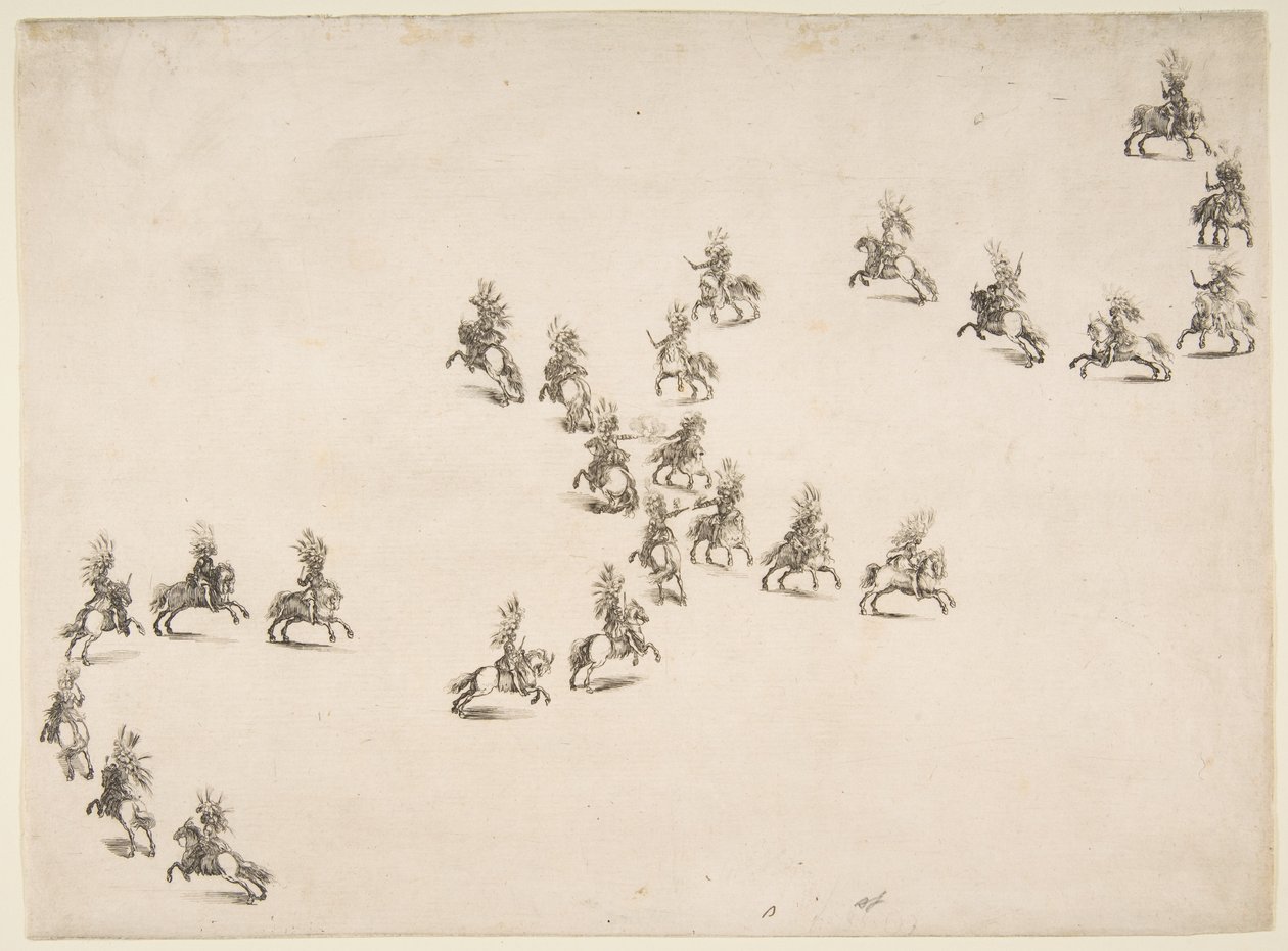 Kaksikymmentäneljä Cavalieria muodostaa Double S:n, 1652. tekijältä Stefano della Bella