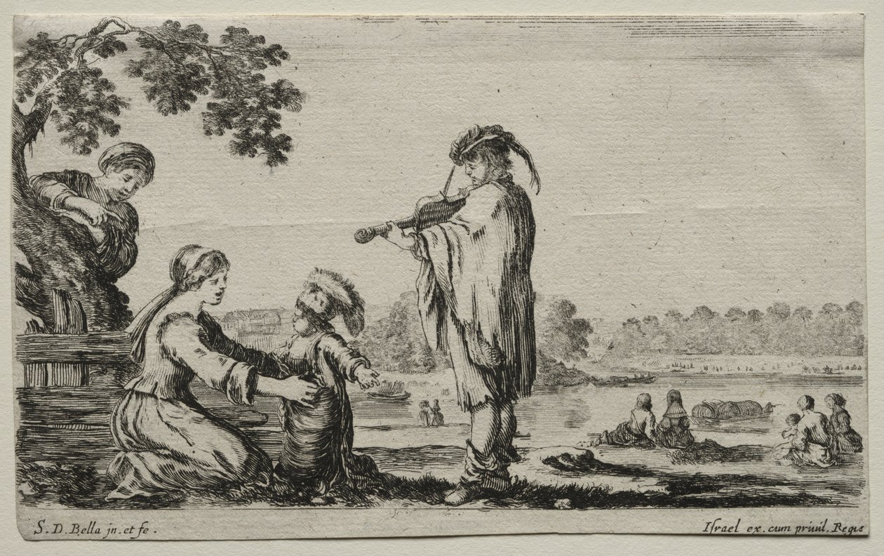 Erilaisia hahmoja ja maisemia: Viulunsoittaja, 1649. tekijältä Stefano della Bella
