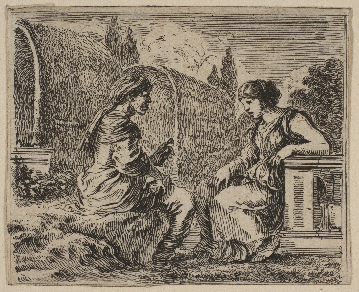 Vertumnus ja Pomona, Game of Mythology Jeu de la Mythologie, 1644. tekijältä Stefano della Bella