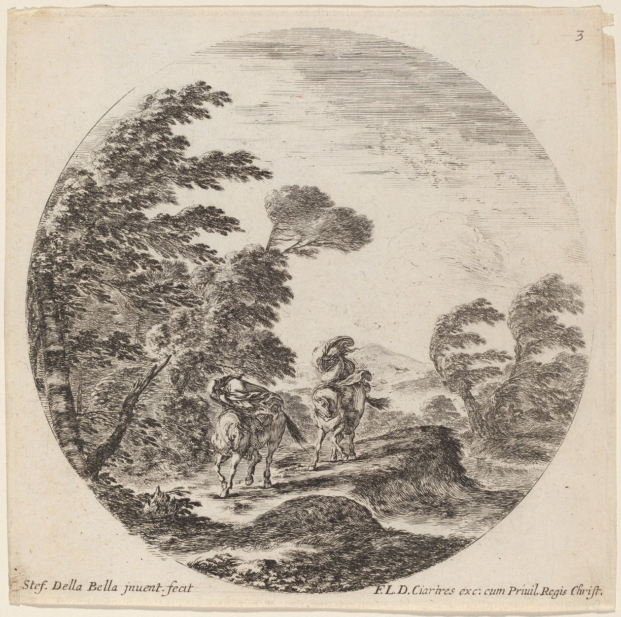 Windblown Horsemen, 1646. tekijältä Stefano della Bella