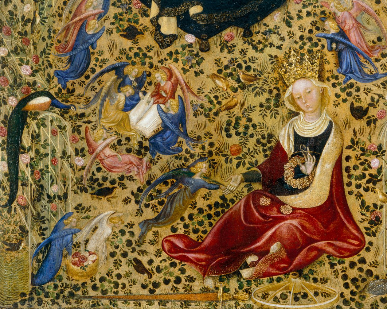 Pyhä Katariina Aleksandrialainen, yksityiskohta Madonna del Rosetosta tekijältä Stefano di Giovanni da Verona