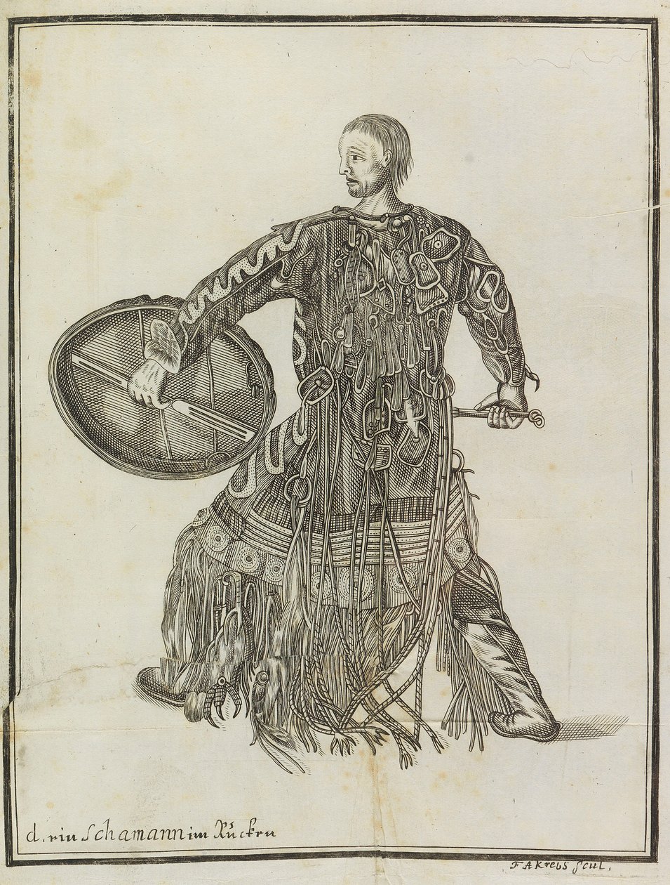 Shamaani. From Kuvaus maasta Kamchatka, n. 1750. tekijältä Steller