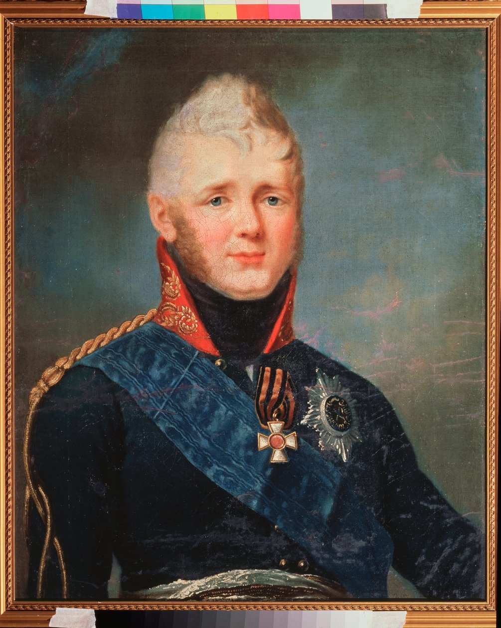 Muotokuva keisari Aleksanteri I:stä, Venäjän tsaarista (1777-1825). Maalaus Stepan Semjonovich Shchukin (Schchukin) (1762-1828), öljy kankaalle, vuoden 1805 jälkeen. 1800-luvun venäläistä taidetta. Valtion V. Tropinin museo, Moskova. tekijältä Stepan Semenovich Shchukin