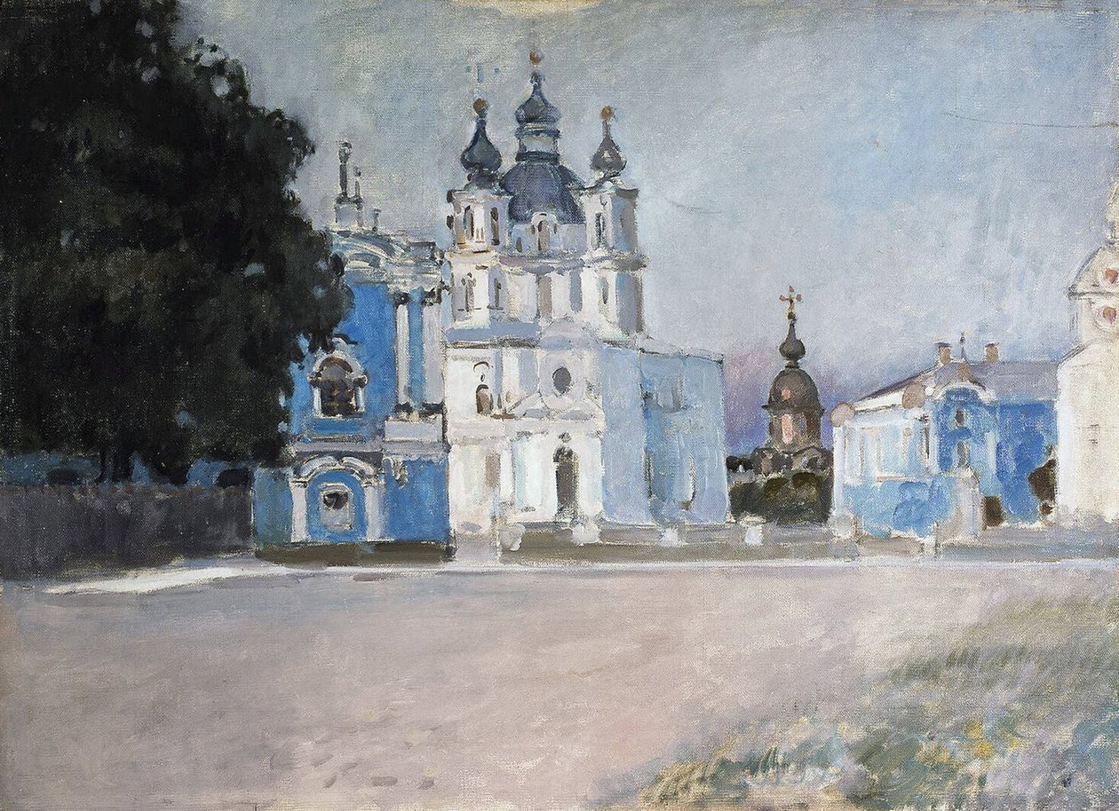 Le couvent Smolny a Saint Petersburg (El convent de Smolny a Sant Petersburg) - Pintura de Stepan Petrovich Yaremich (1869-1938/1939) - Oli sobre tela, principis del segle XX, art rus, principis del segle XX - State Hermitage, Sant Petersburg finès tekijältä Stepan Yaremich
