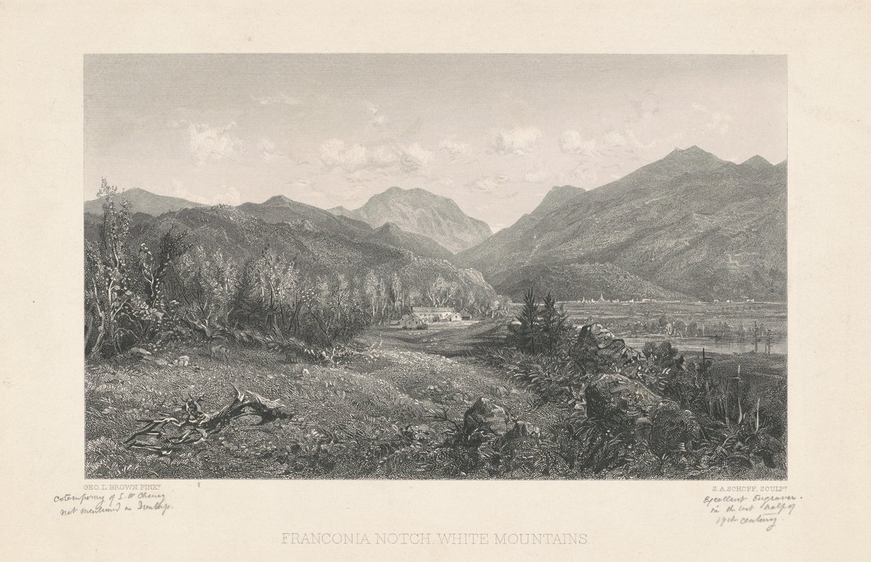 Franconia Notch, White Mountains tekijältä Stephen Alonzo Schoff, after George L. Brown