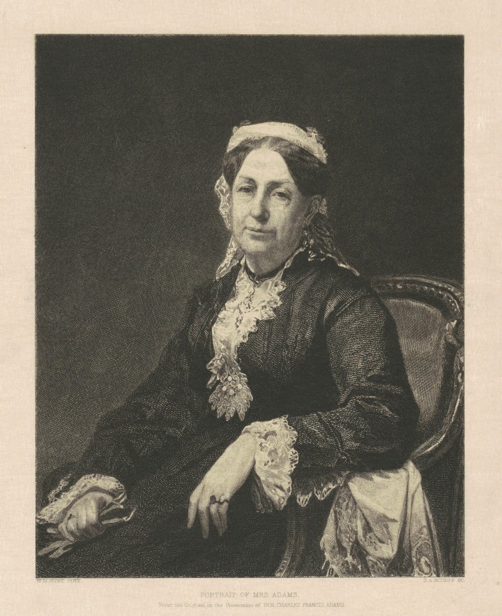 Rouva Adamsin muotokuva tekijältä Stephen Alonzo Schoff, after William Morris Hunt