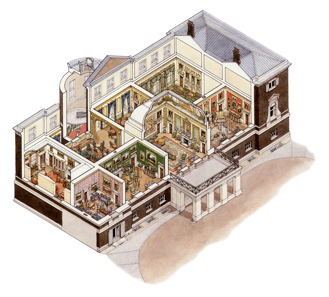 Devonshire House, Piccadilly, Lontoo, noin 1860-1910 (tussi ja akvarelli). tekijältä Stephen Conlin