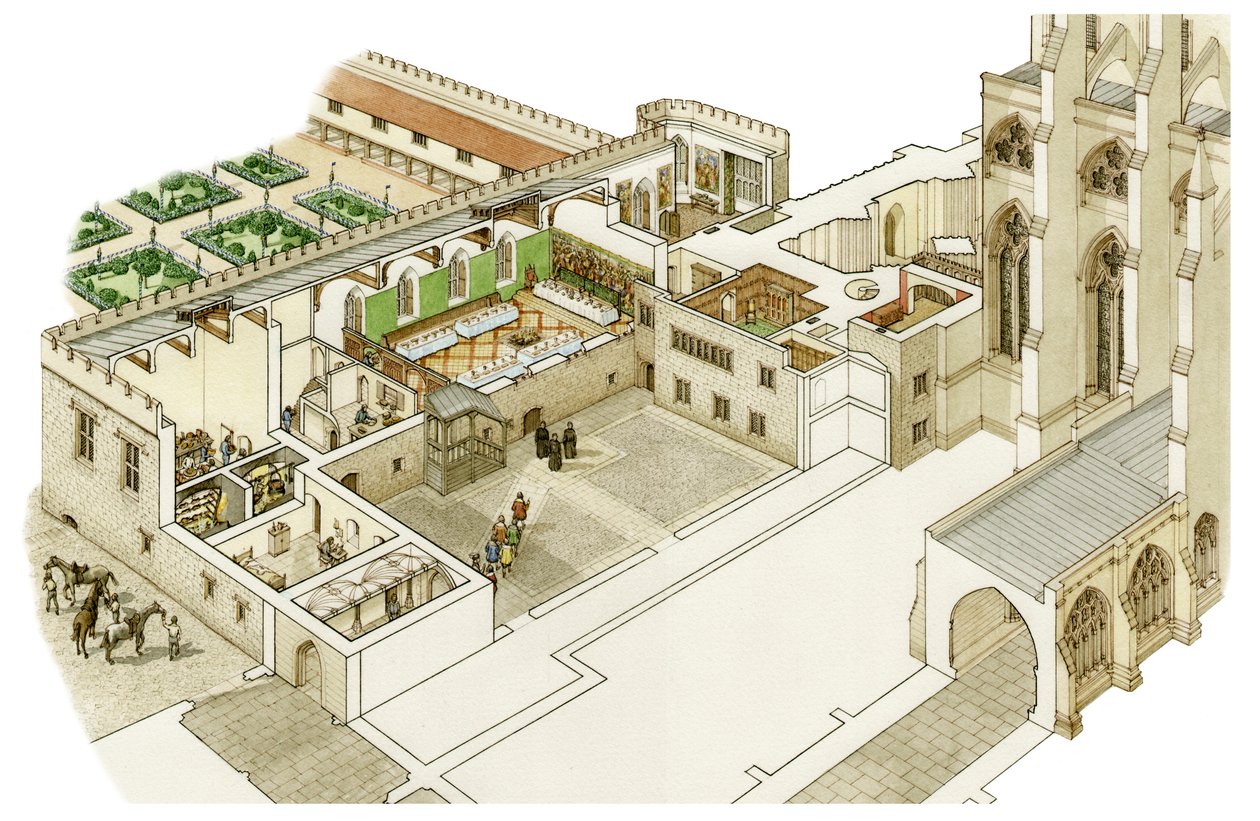 Westminster Abbeyn reformaatiota edeltävä dekaani, noin 1520-1535 (tussi ja akvarelli). tekijältä Stephen Conlin