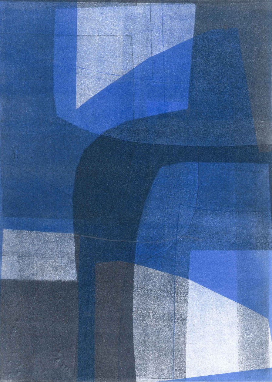 Blue Arches VI, 2015 (monoprintti paperille) tekijältä Stephen Dow