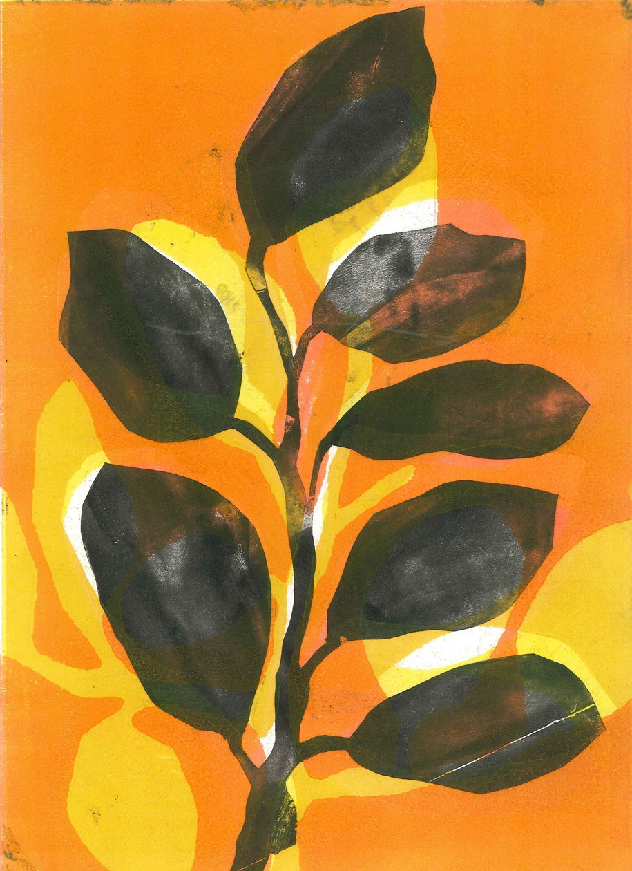 Kesäpuutarha, 2015 (monoprintti paperille) tekijältä Stephen Dow