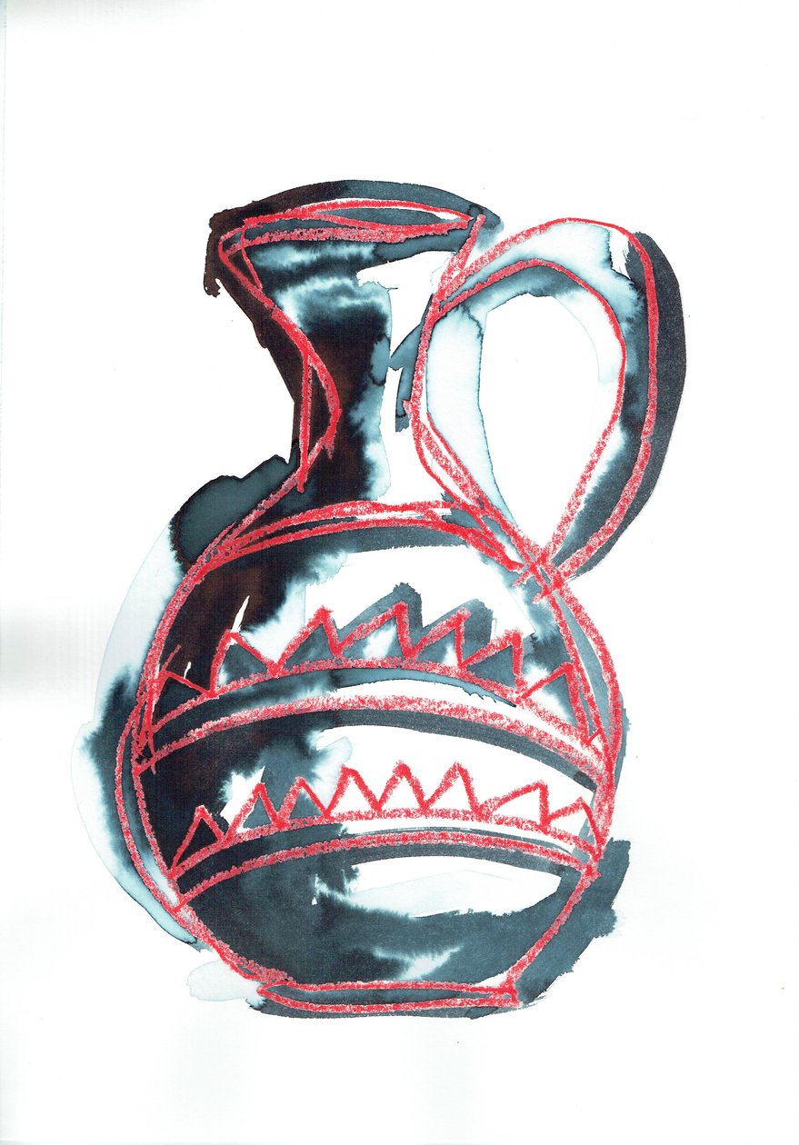 Vessel V, 2016 (öljypastelli  kangasväri paperille) tekijältä Stephen Dow