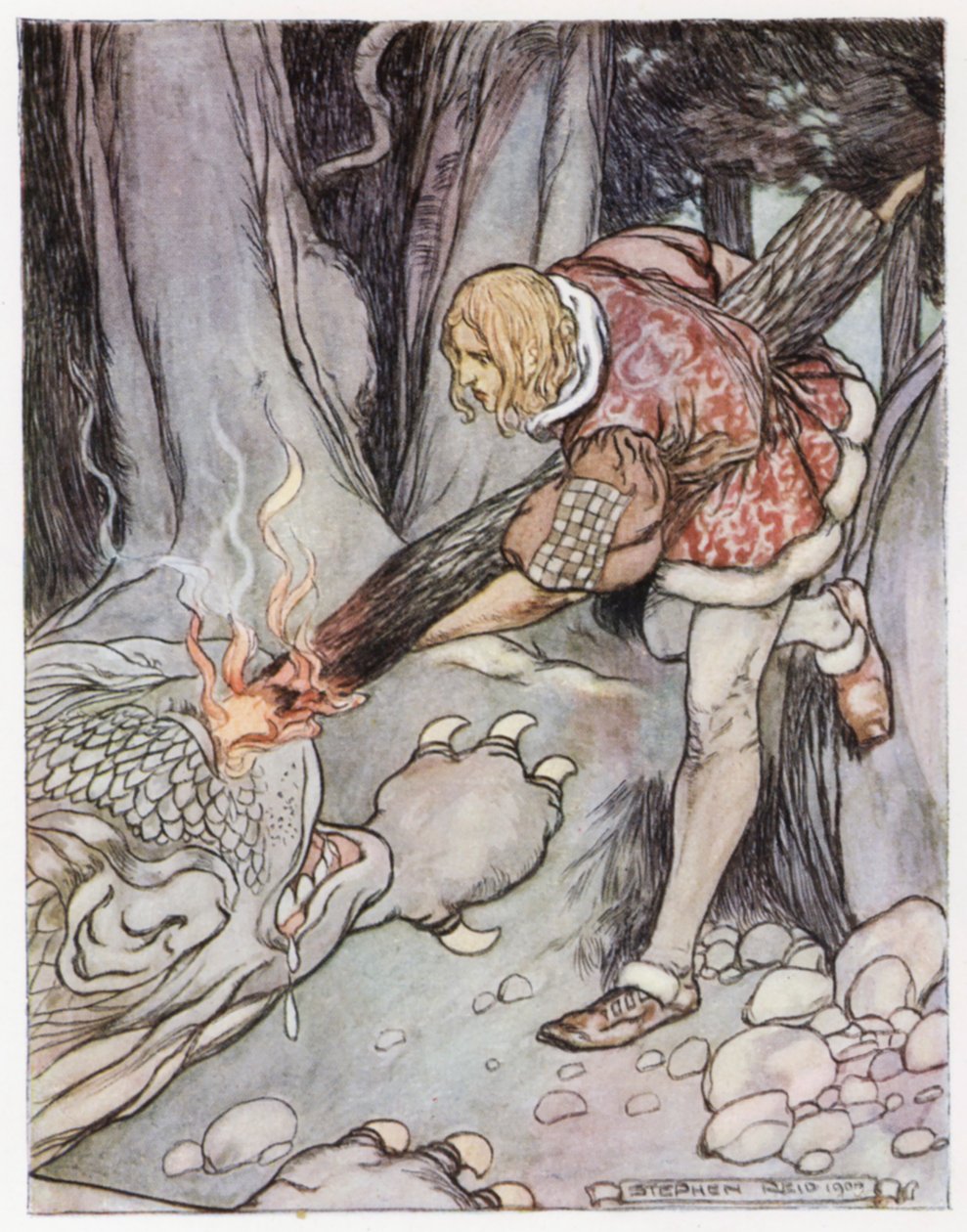 Kuvitus Siegfried the Dragon-Slayerille (värinen lito) tekijältä Stephen Reid