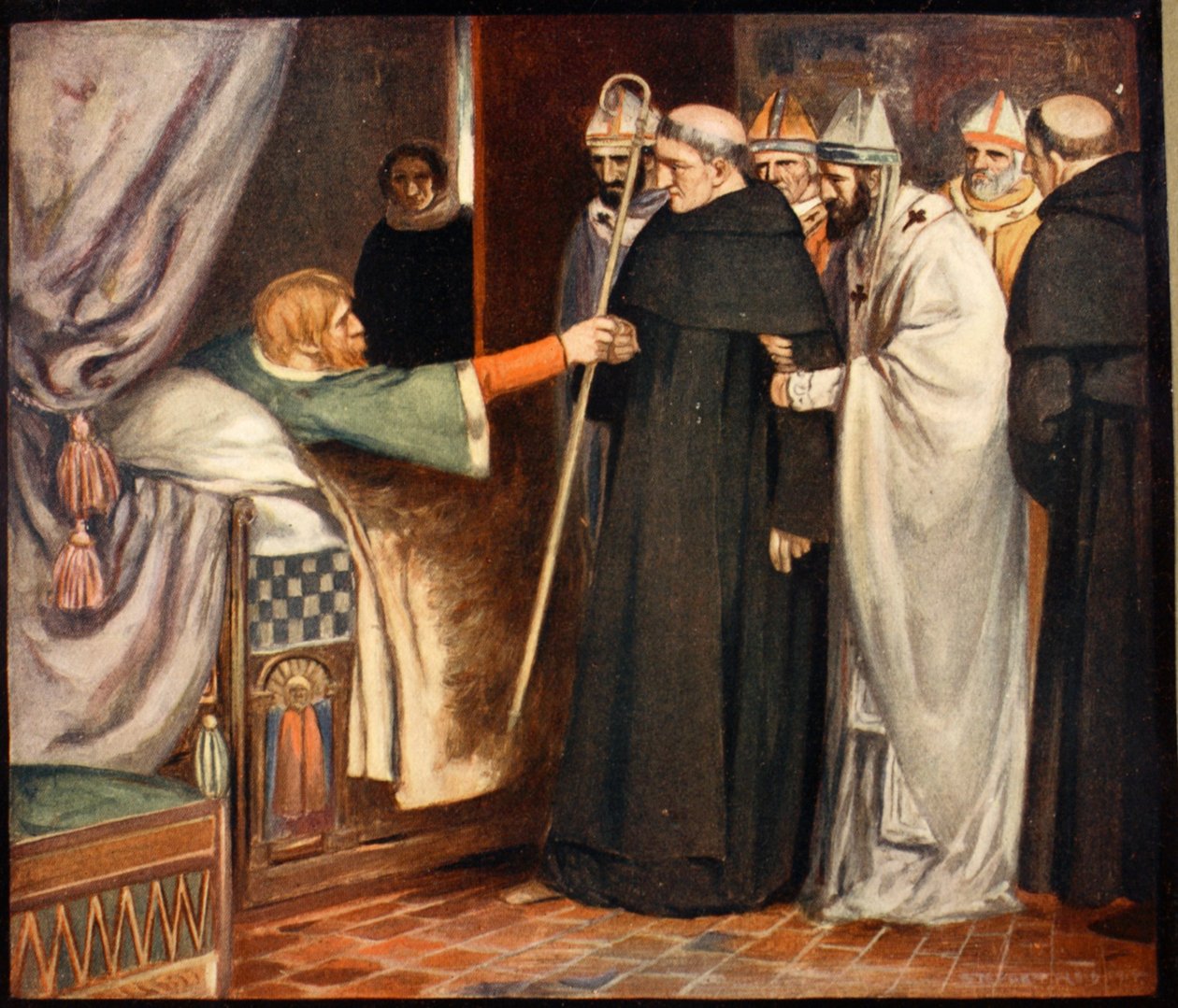 Saint Anselm, kuvitus Winifred M. Lettsin teoksesta "The Mighty Army", pub. 1912 (väri litho) tekijältä Stephen Reid