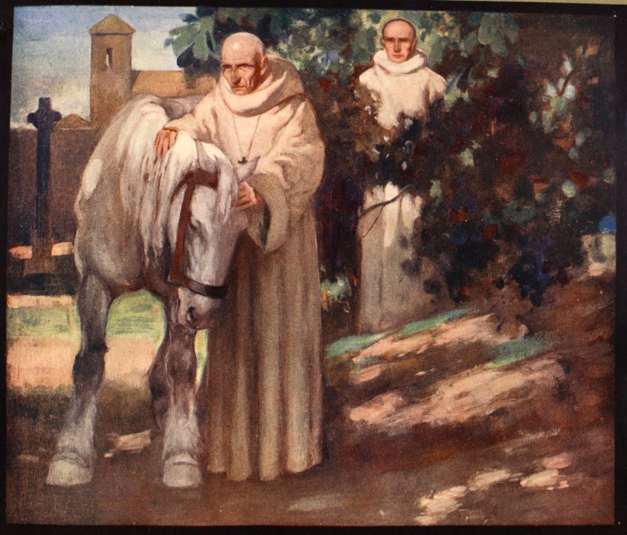 Saint Columba, kuvitus Winifred M. Lettsin teoksesta "The Mighty Army", pub. 1912 (väri litho) tekijältä Stephen Reid
