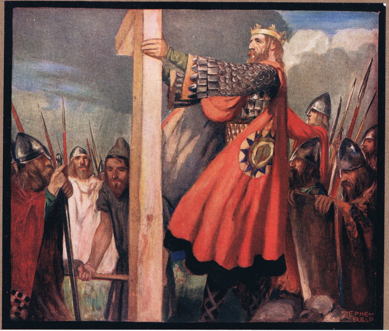 Saint Oswald Hevenfelthissä (värinen lito) tekijältä Stephen Reid