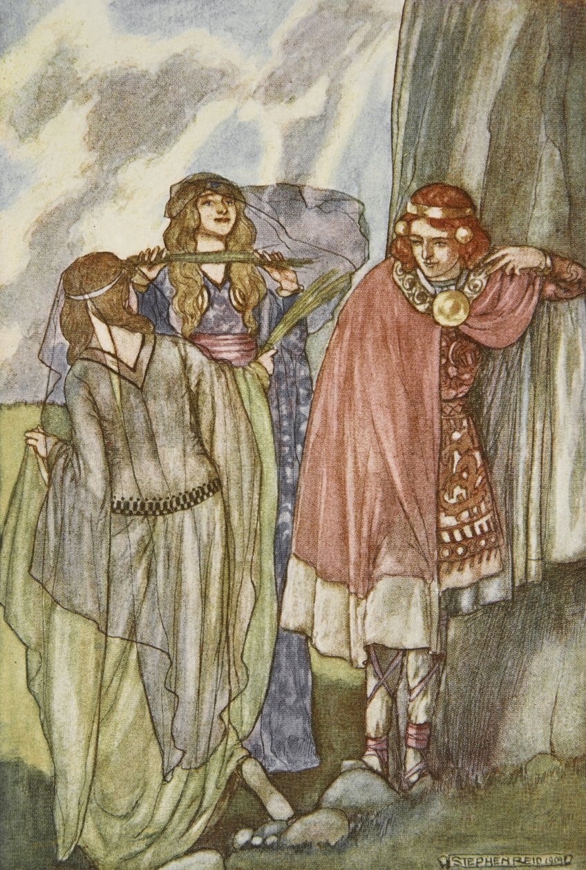The Fairy Swan-Maidens, kuvitus teoksesta "Cuchulain, The Hound of Ulster", kirjoittanut Eleanor Hull (1860-1935) tekijältä Stephen Reid