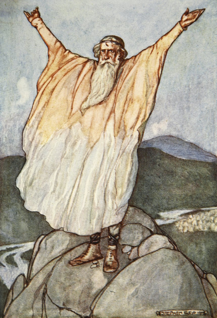 "Onnen hetki on tullut", kuvitus teoksesta "Cuchulain, The Hound of Ulster", kirjoittanut Eleanor Hull (1860-1935) tekijältä Stephen Reid