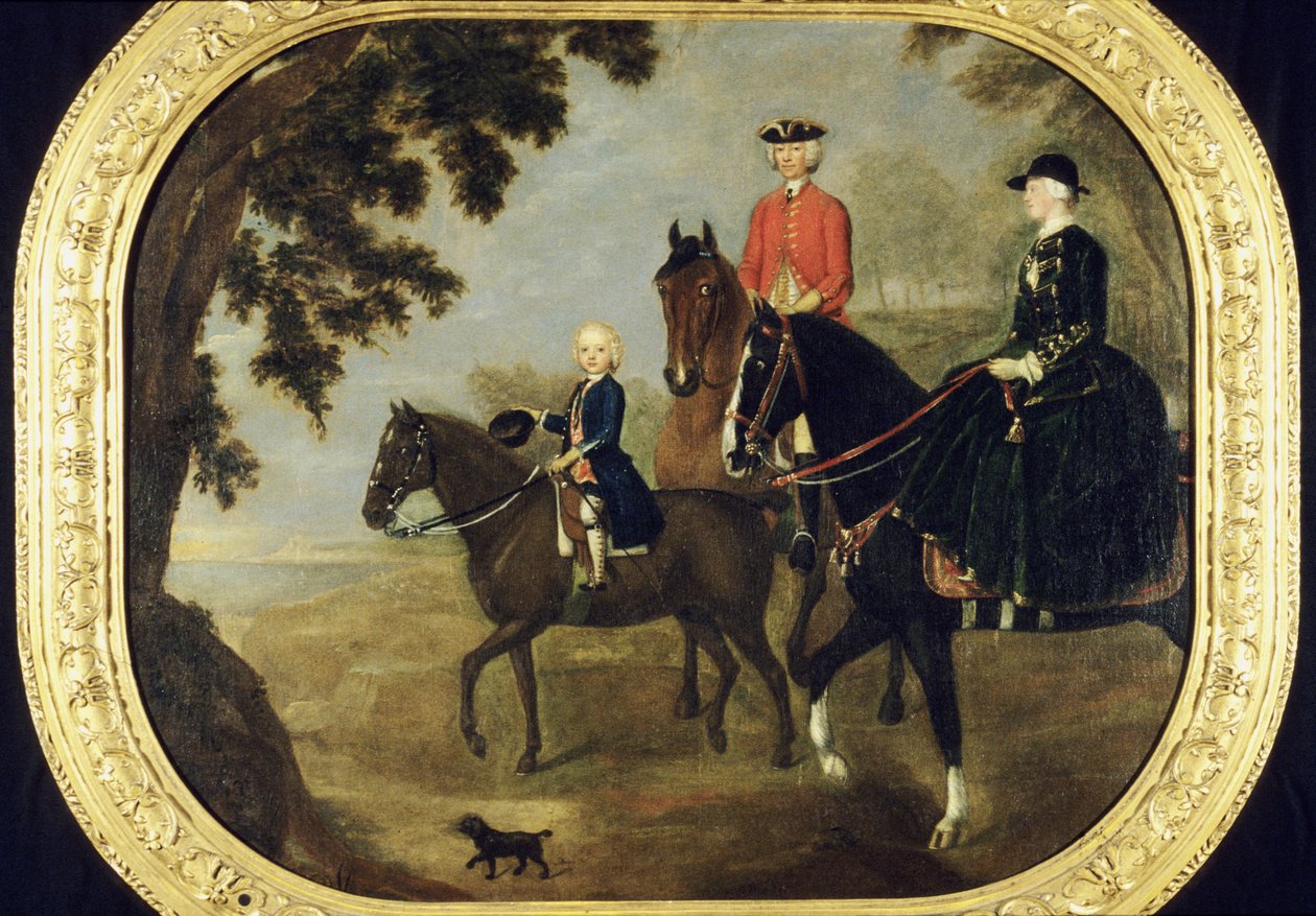 Sir George Hampton ja perhe, n. 1738 (öljy paneelissa) tekijältä Stephen Slaughter