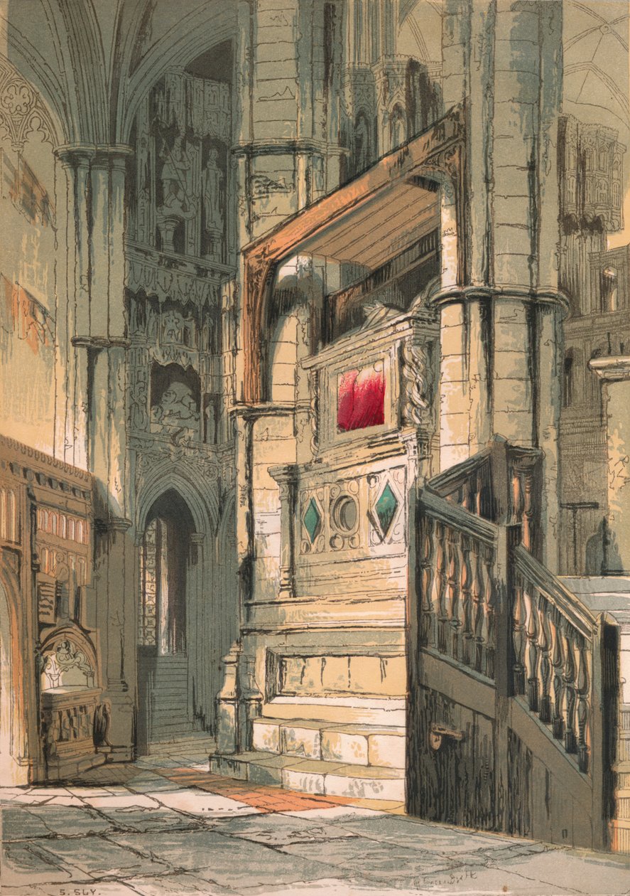 Westminster Abbey. Kuoron eteläinen käytävä, 1845 tekijältä Stephen Sly