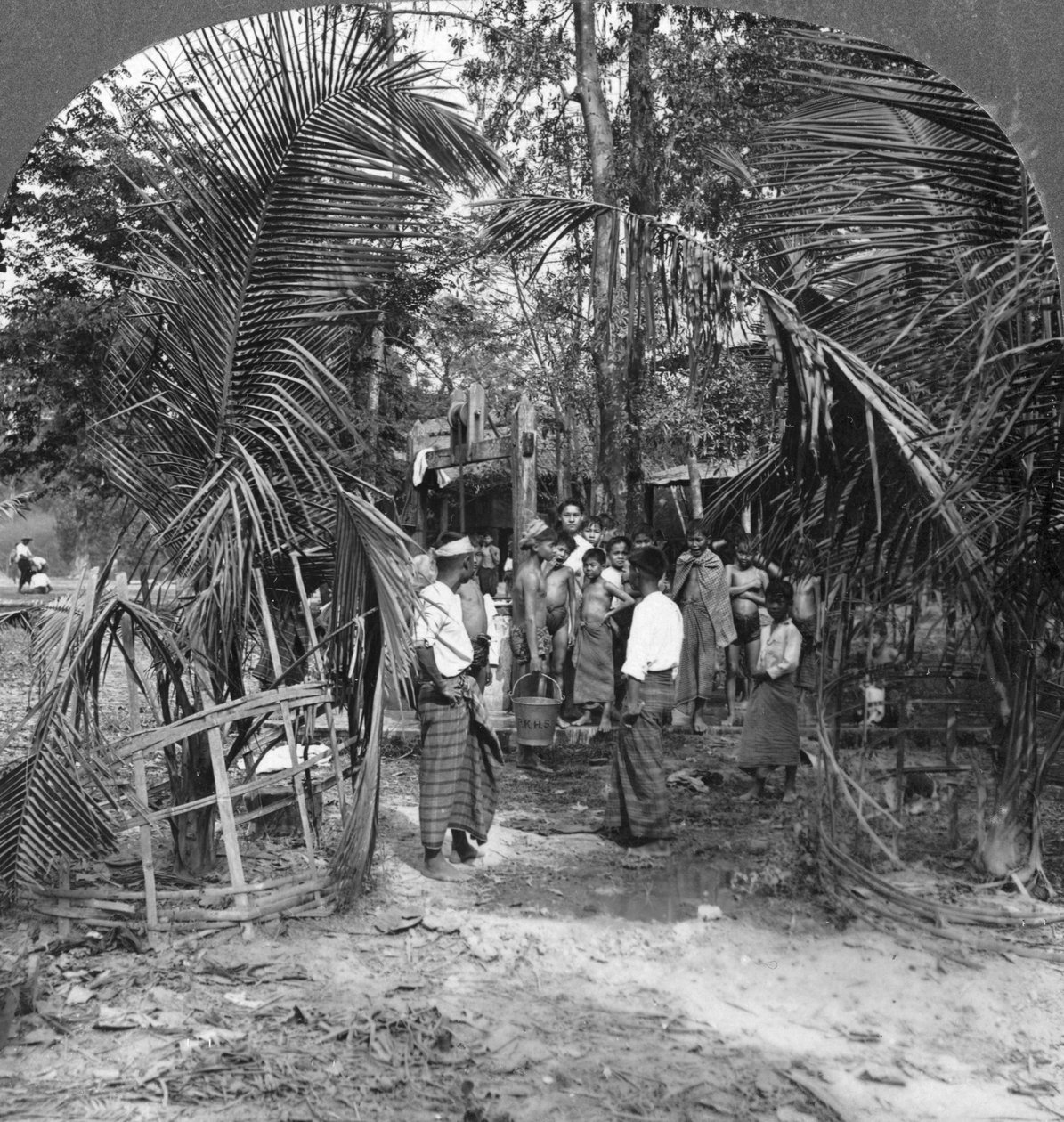 American Baptist Missionin koululaiset, Rangoon, Burma, 1908 tekijältä Stereo Travel Co